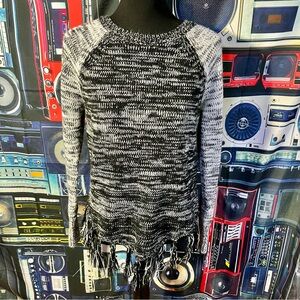 Hollister Fringe Boho Baseball Sleeve Sweater